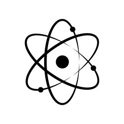 Atom or proton nucleus. Vector isolated icon element. Biology science background. Science technology concept. Molecular vector icon or sign. EPS 10